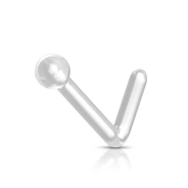 Transparante retainer L-bend neus stud met balletje