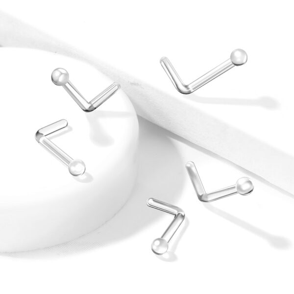 Transparante retainer L-bend neus stud met balletje - Afbeelding 2