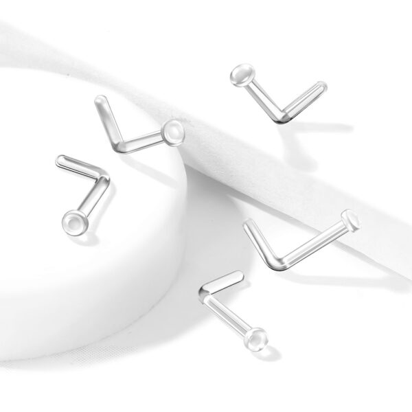 Transparante retainer L-bend neus stud met platte top - Afbeelding 2