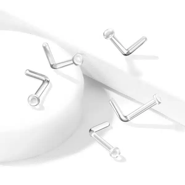 Transparante retainer L-bend neus stud met platte top - Afbeelding 2