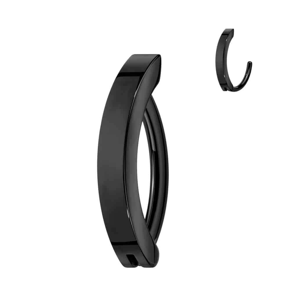 Strakke navelpiercing met scharnier (Kleur: Zwart, Lengte: 10 mm)
