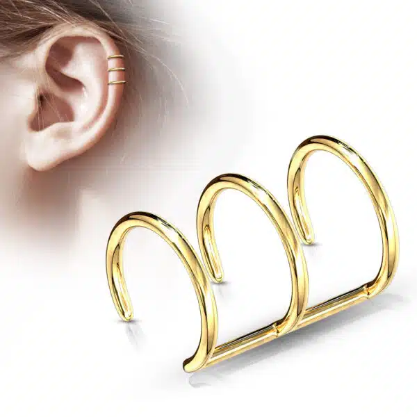 Goudkleurige neppe helix piercing tripple