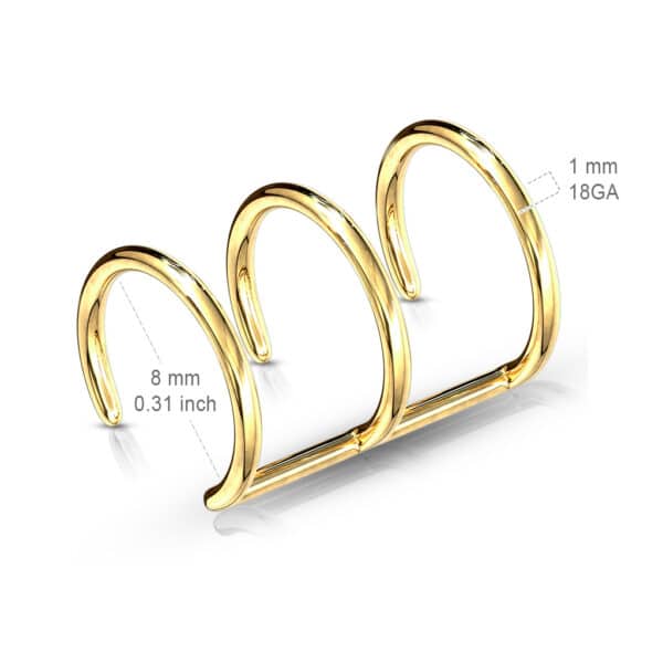 Goudkleurige neppe helix piercing tripple - Afbeelding 2