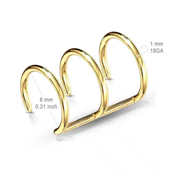 Goudkleurige neppe helix piercing tripple - Afbeelding 2