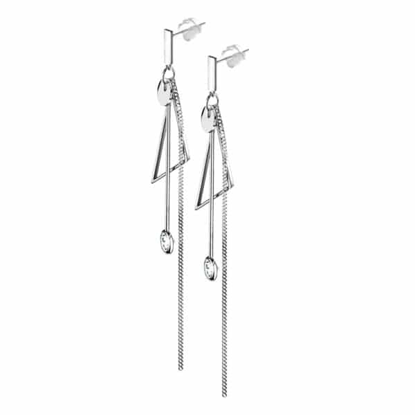 Set van 2 Abstracte oorbellen met ketting en hangende CZ-steentjes - Afbeelding 5
