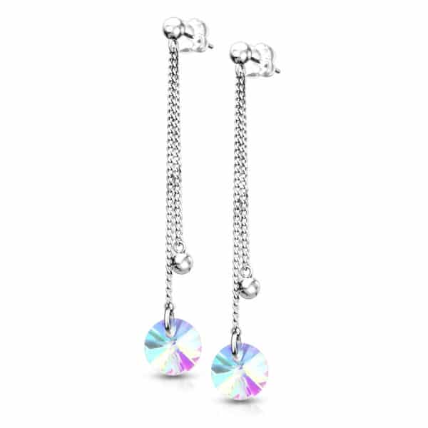 Oorbellen met dubbele ketting en parelmoer bedel - Afbeelding 5