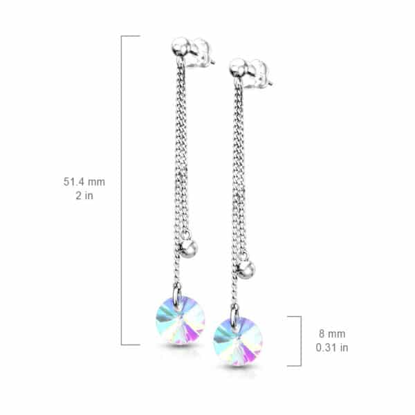Oorbellen met dubbele ketting en parelmoer bedel - Afbeelding 4