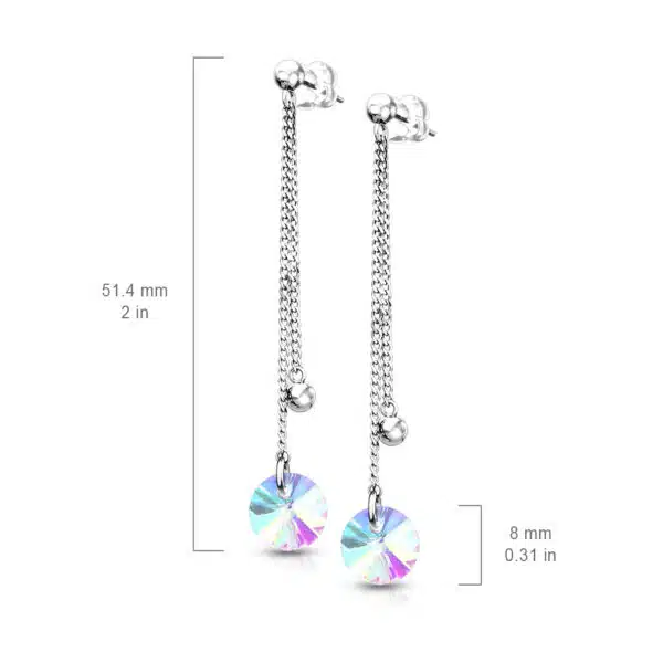 Oorbellen met dubbele ketting en parelmoer bedel - Afbeelding 4