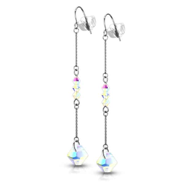 Set van 2 Hook oorbellen met ketting en iriserende kraaltjes - Afbeelding 5