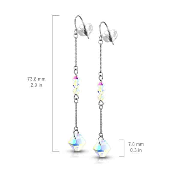 Set van 2 Hook oorbellen met ketting en iriserende kraaltjes - Afbeelding 4