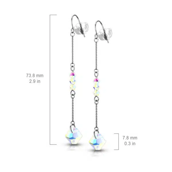Set van 2 Hook oorbellen met ketting en iriserende kraaltjes - Afbeelding 4