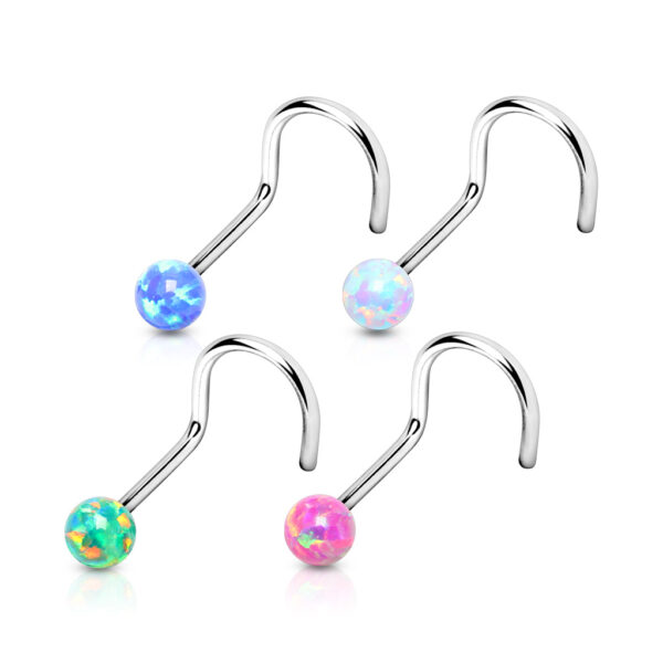 Set van 4 Neus screws met Opal Balletjes – Chirurgisch Staal - Afbeelding 2