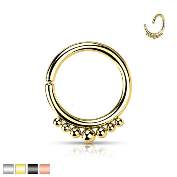 Buigbare 316L stalen ring met oplopende balletjes