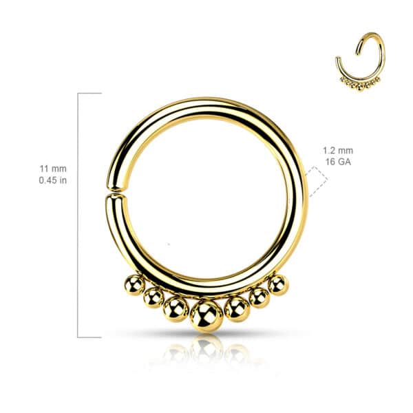Buigbare 316L stalen ring met oplopende balletjes - Afbeelding 2