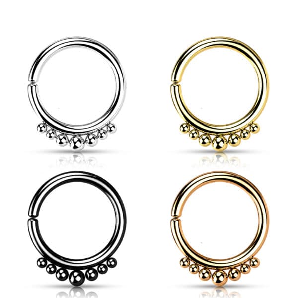 Buigbare 316L stalen ring met oplopende balletjes - Afbeelding 3