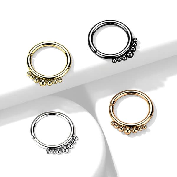 Buigbare 316L stalen ring met oplopende balletjes - Afbeelding 4